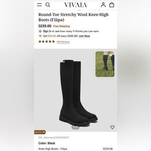 Elegant Black Knee-High Women's Wool Stretchy Boots